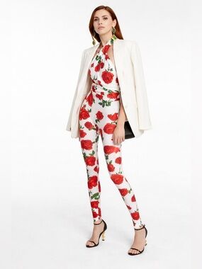 Saint Laurent Cutout floral jersey Jumpsuit